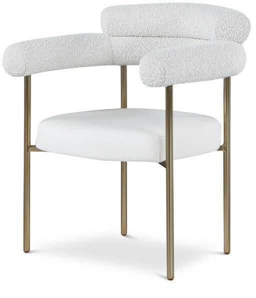 Meridian Furniture - Blake Cream Vegan Leather / Boucle Fabric Dining Chair (Set of 2) - 870Cream-C veiw 1