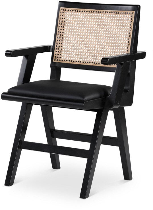 Meridian Furniture - Abby Black Vegan Leather Dining Arm Chair (Set of 2) - 897Black-AC veiw 1