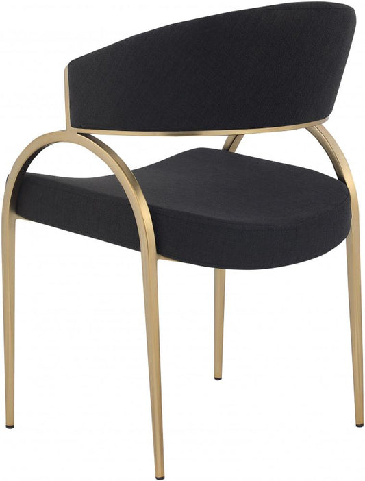 Meridian Furniture - Privet Black Linen Textured Fabric Dining Chair (Set of 2) - 930Black-C veiw 2