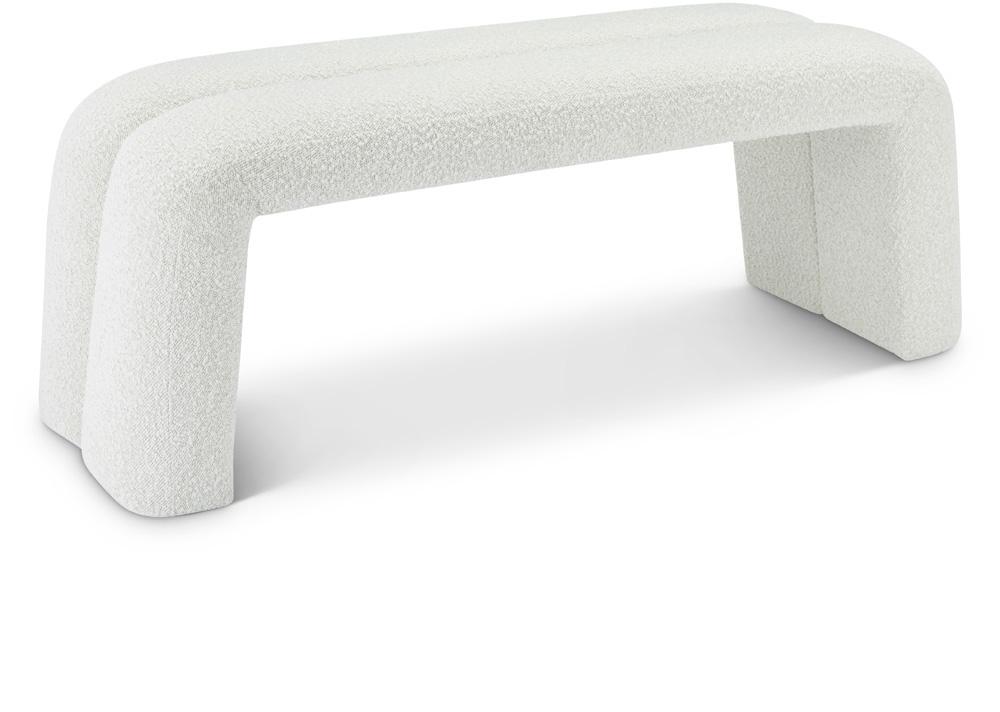 Meridian Furniture - Arc Cream Boucle Fabric Bench - 116Cream veiw 1