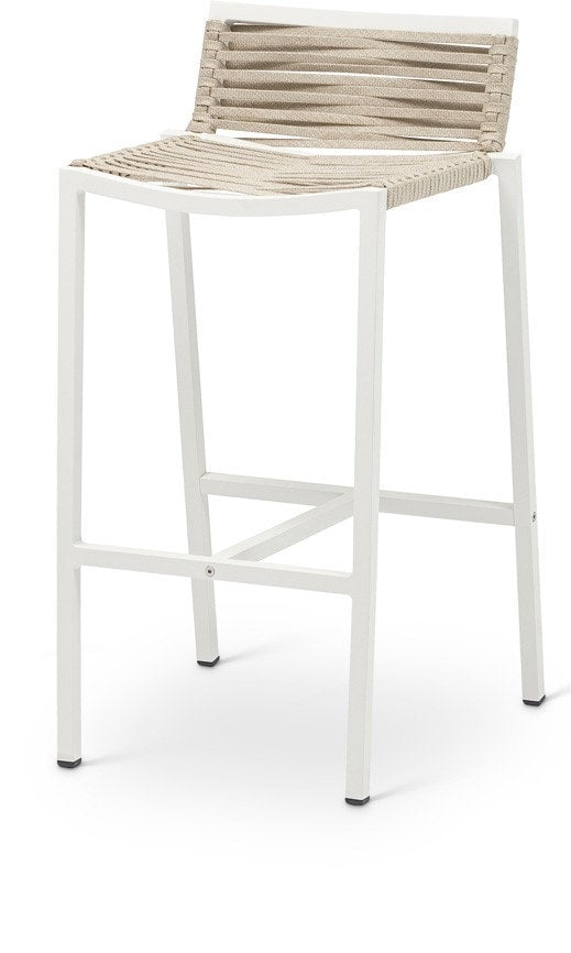 Meridian Furniture - Maldives Cream Rope Fabric Outdoor Patio Barstool (Set of 2) - 344Beige-C veiw 1