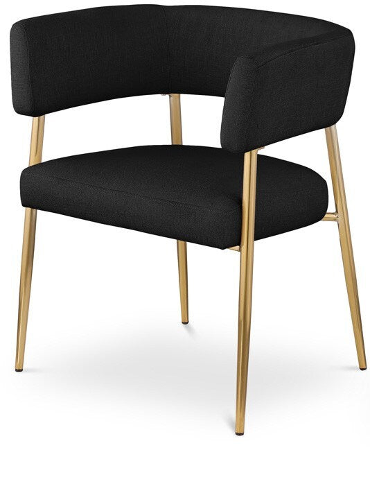 Meridian Furniture - Creston Black Durable Linen Textured Fabric Dining Chair - 534Black-C veiw 1