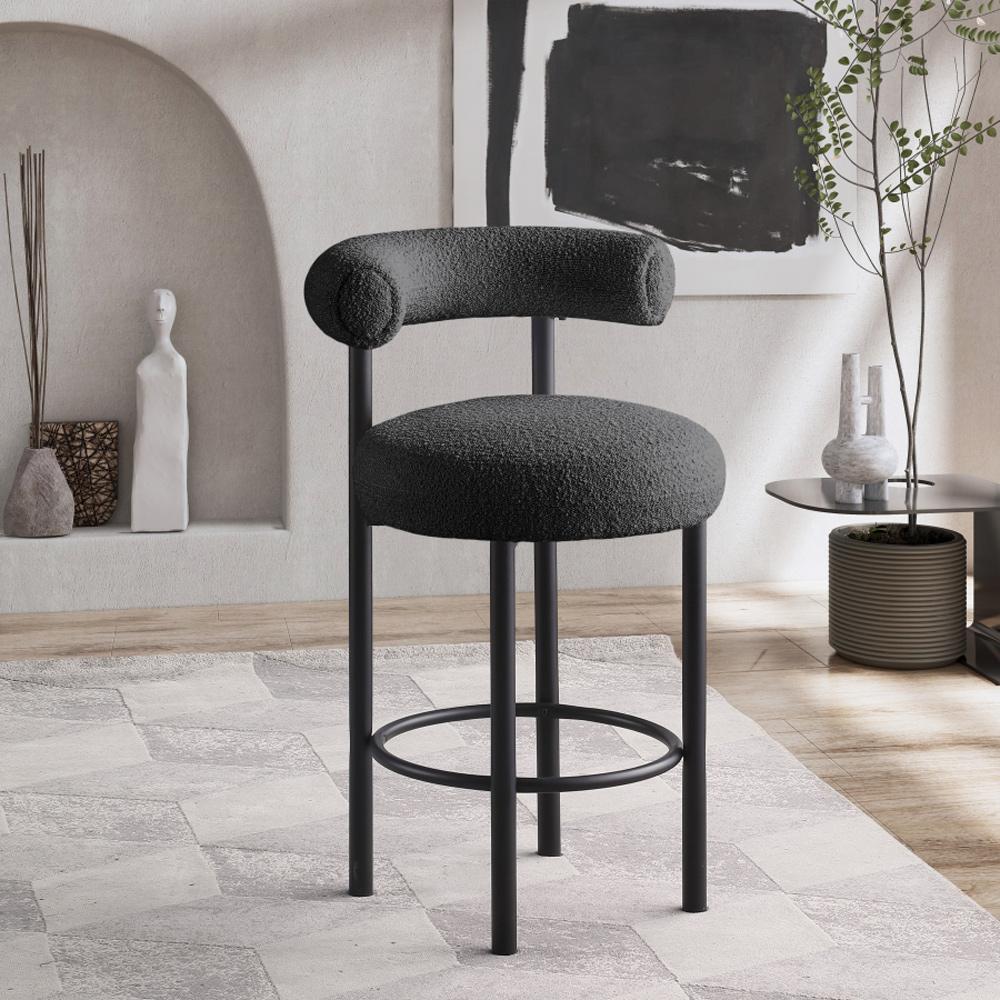 Meridian Furniture - Bordeaux Black Boucle Fabric Stool (Set of 2) - 551Black-C veiw 7