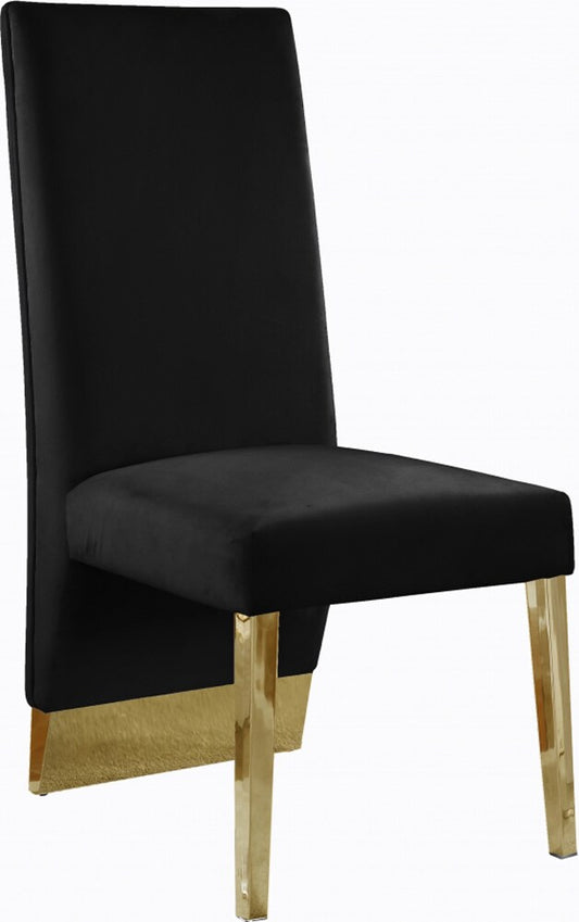 Meridian Furniture - Porsha Black Velvet Dining Chair (Set of 2) - 755Black-C veiw 2