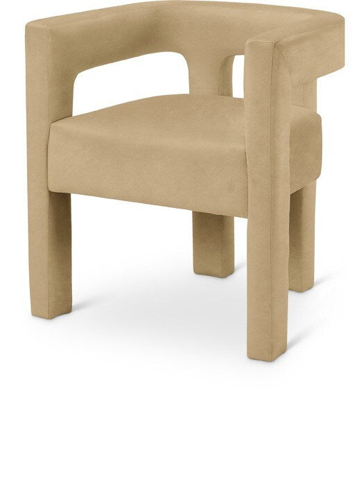 Meridian Furniture - Athena Camel Velvet Dining Chair - 889Camel-C veiw 1