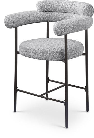 Meridian Furniture - Blake Grey Boucle Fabric Counter Stool (Set of 2) - 986Grey-C veiw 1