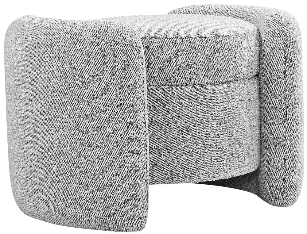 Meridian Furniture - Horizon Grey Boucle Fabric Ottoman - 115Grey veiw 1
