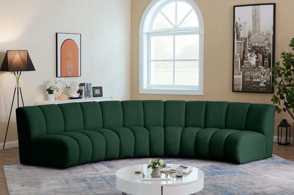 Meridian Furniture - Infinity Green Boucle Fabric 4pc. Modular Sectional - 643Green-4PC veiw 5