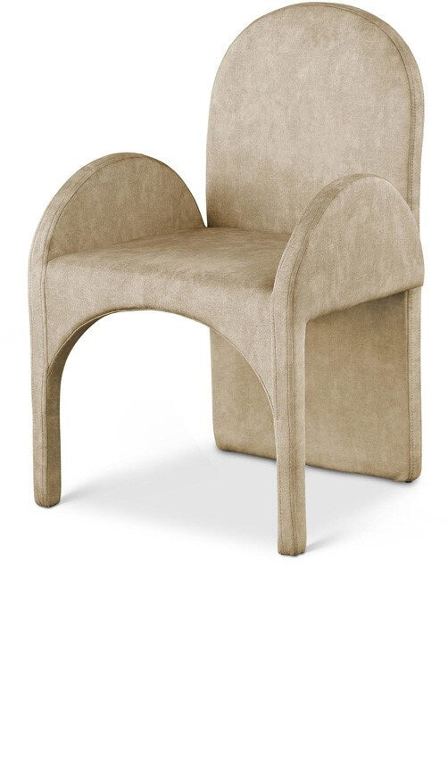 Meridian Furniture - Summer Beige Velvet Dining Arm Chair (Set of 2) - 803Beige-AC veiw 1