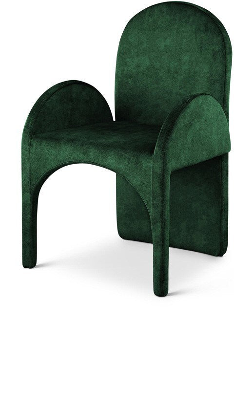 Meridian Furniture - Summer Green Velvet Dining Arm Chair (Set of 2) - 803Green-AC veiw 1