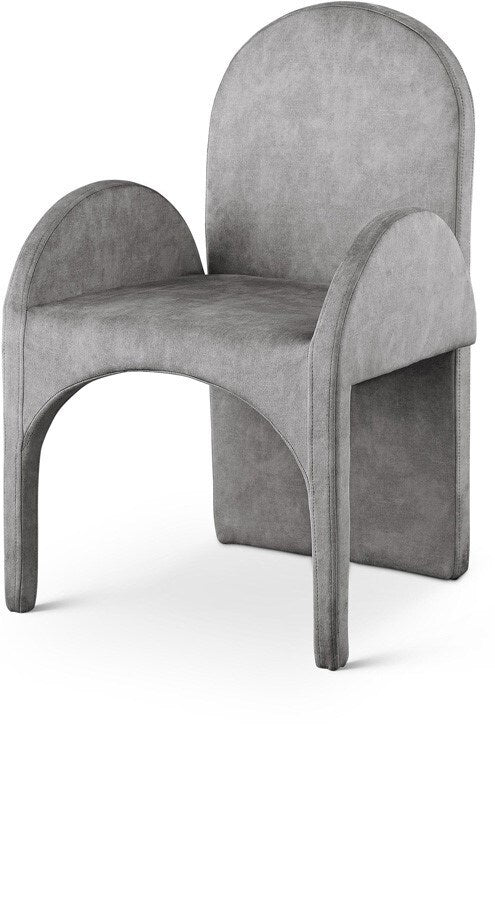 Meridian Furniture - Summer Grey Velvet Dining Arm Chair (Set of 2) - 803Grey-AC veiw 1