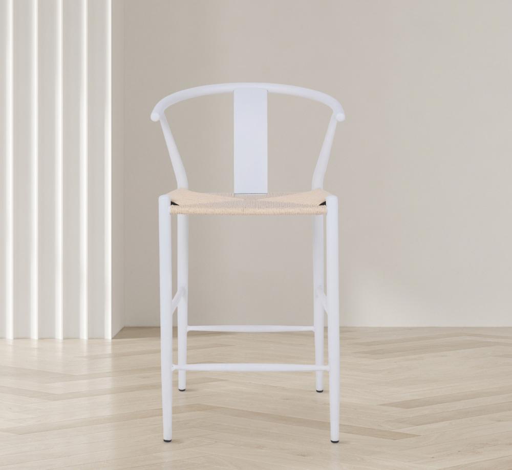 Meridian Furniture - Beck Beige Hand Woven Rope Stool (Set of 2) - 894White-C veiw 6