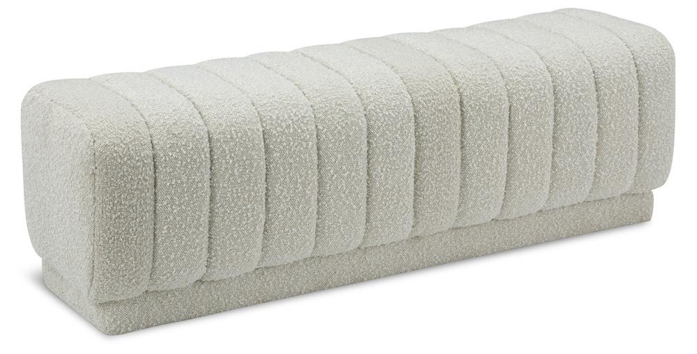 Meridian Furniture - Heathrow Cream Boucle Fabric Ottoman/Bench - 150Cream veiw 1
