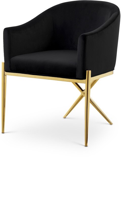 Meridian Furniture - Xavier Black Velvet Dining Chair - 763Black-C veiw 1