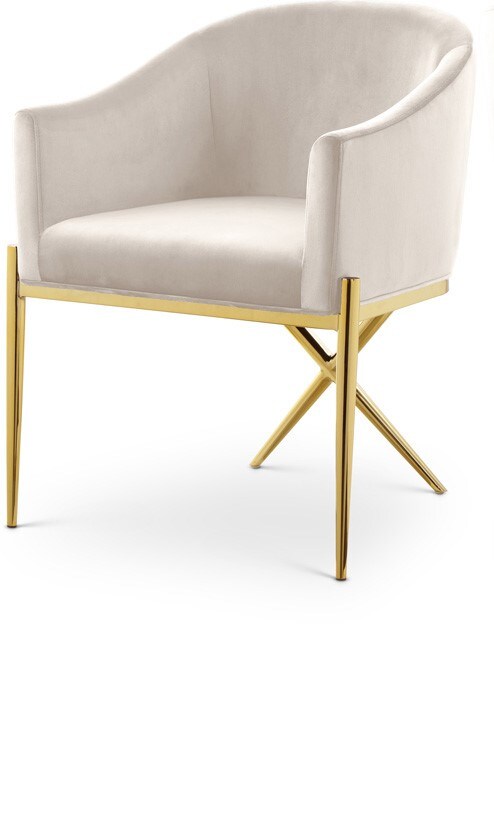 Meridian Furniture - Xavier Cream Velvet Dining Chair - 763Cream-C veiw 1