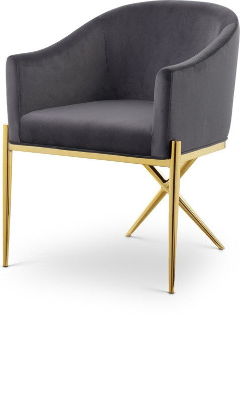 Meridian Furniture - Xavier Grey Velvet Dining Chair - 763Grey-C veiw 1
