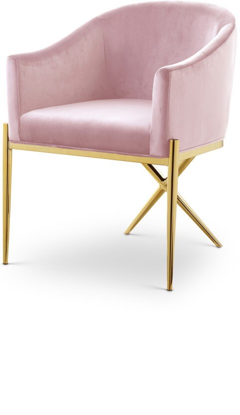 Meridian Furniture - Xavier Pink Velvet Dining Chair - 763Pink-C veiw 1