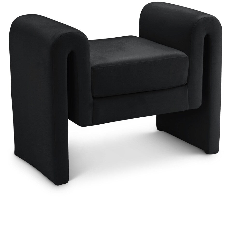 Meridian Furniture - Sloan Black Velvet Bench - 180Black veiw 1