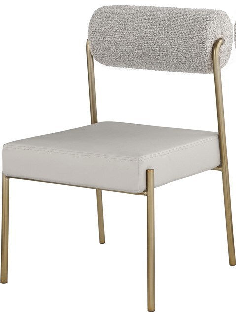 Meridian Furniture - Carly Taupe Vegan Leather Seat / Boucle Fabric Back Dining Chair (Set of 2) - 586Taupe-C veiw 1