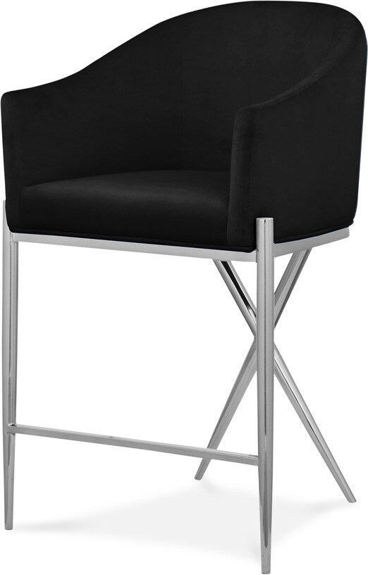 Meridian Furniture - Xavier Black Velvet Counter Stool - 866Black-C veiw 1