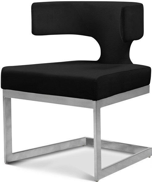 Meridian Furniture - Alexandra Black Velvet Dining Chair - 954Black-C veiw 1