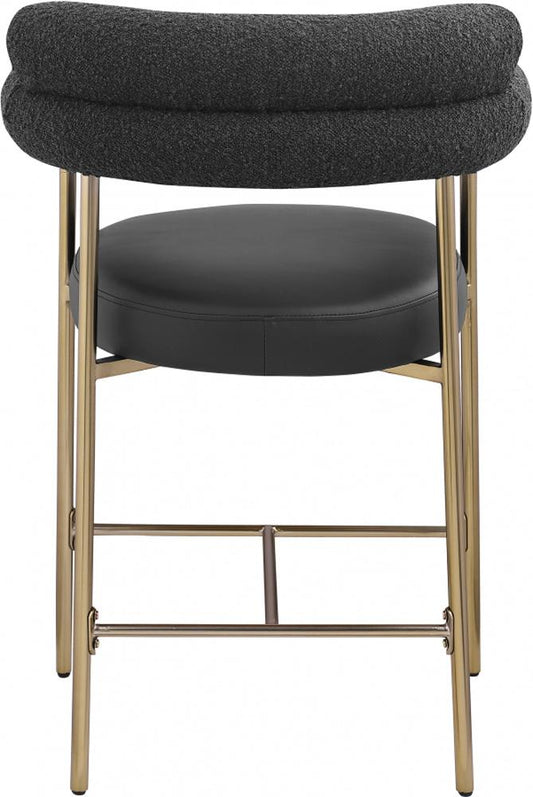 Meridian Furniture - Blake Black Boucle Fabric Counter Stool (Set of 2) - 994Black-C veiw 2