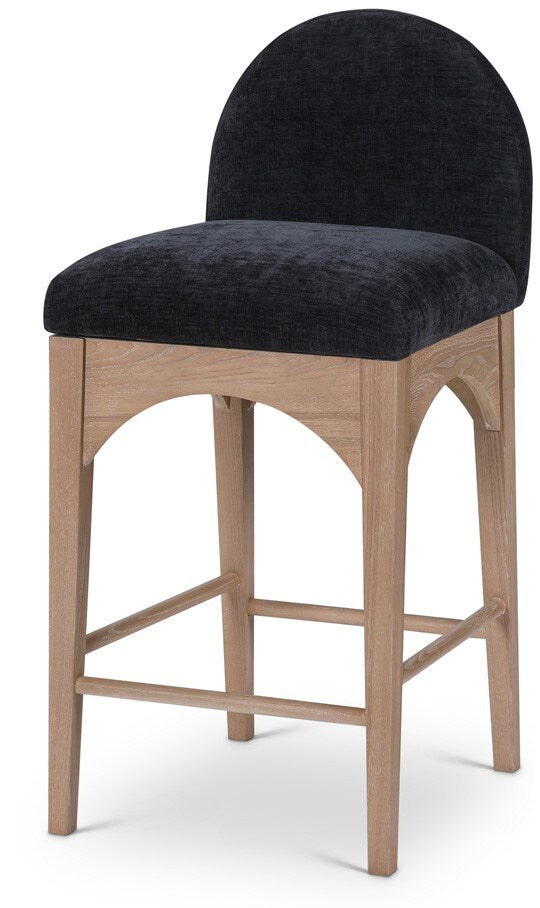 Meridian Furniture - Waldorf Black Chenille Fabric Stool - 390Black-C veiw 1