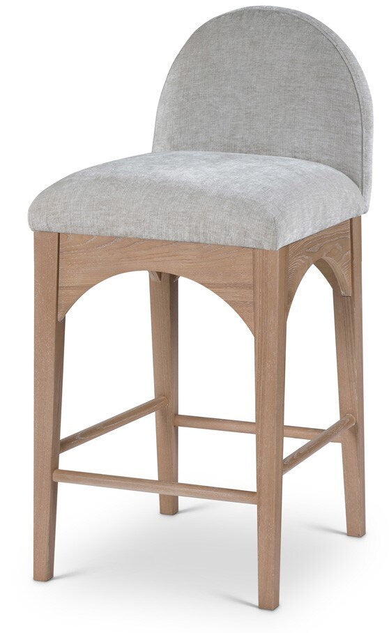 Meridian Furniture - Waldorf Grey Chenille Fabric Stool - 390Grey-C veiw 1