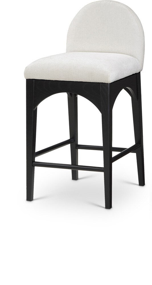 Meridian Furniture - Waldorf Cream Chenille Fabric Stool - 392Cream-C veiw 1