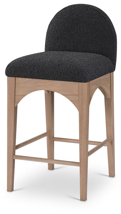 Meridian Furniture - Waldorf Black Boucle Fabric Stool - 394Black-C veiw 1