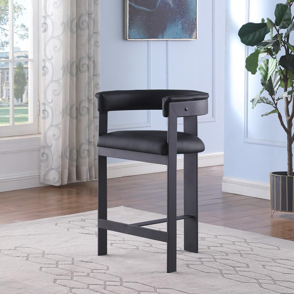 Meridian Furniture - Romeo Black Vegan Leather Counter Stool (Set of 2) - 414Black-C veiw 6