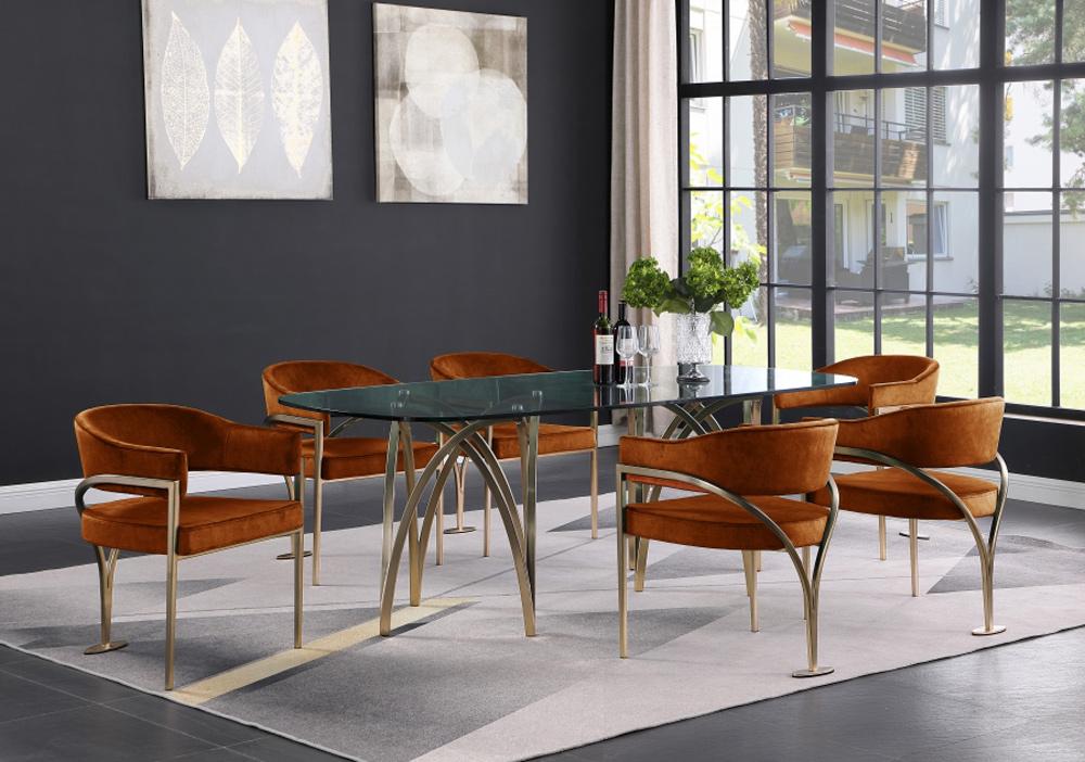Meridian Furniture - Madelyn Cognac Velvet Dining Chair (Set of 2) - 553Cognac-C veiw 6