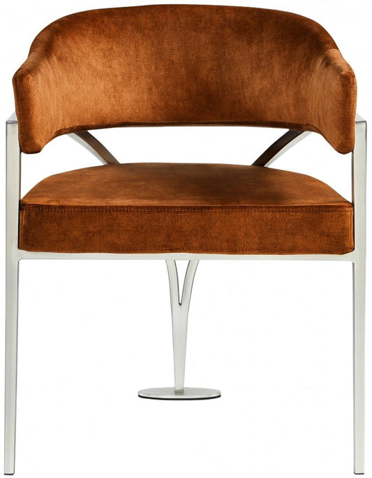 Meridian Furniture - Madelyn Cognac Velvet Dining Chair (Set of 2) - 554Cognac-C veiw 3
