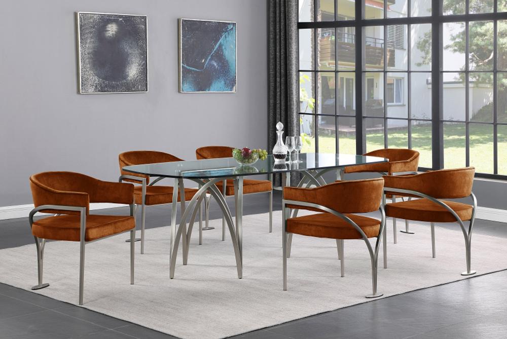 Meridian Furniture - Madelyn Cognac Velvet Dining Chair (Set of 2) - 554Cognac-C veiw 6