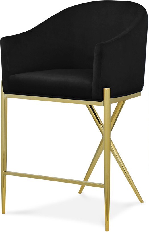 Meridian Furniture - Xavier Black Velvet Counter Stool - 867Black-C veiw 1