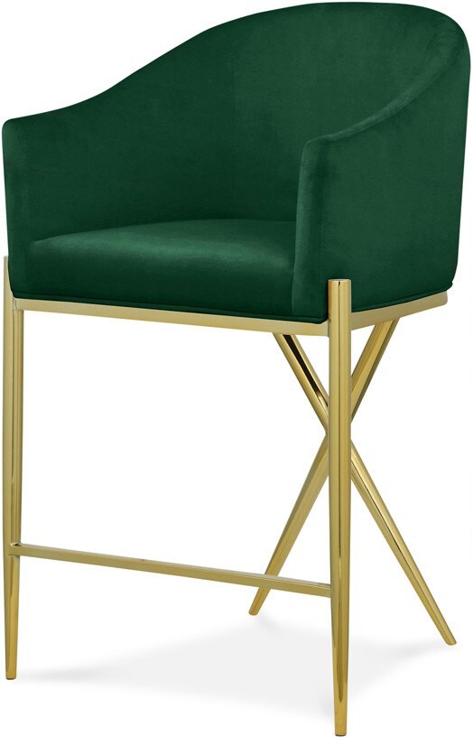Meridian Furniture - Xavier Green Velvet Counter Stool - 867Green-C veiw 1
