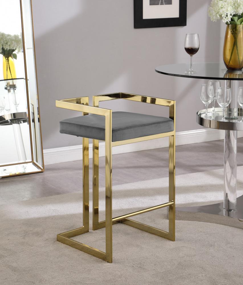 Meridian Furniture - Ezra Grey Velvet Stool (Set of 2) - 912Grey-C veiw 6