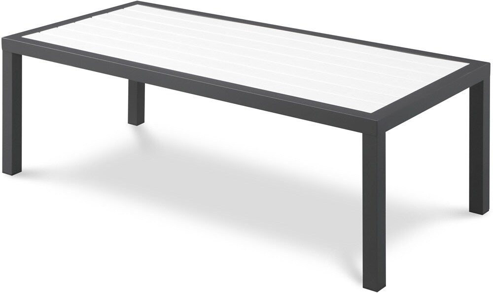 Meridian Furniture - Nizuc White Wood Look Accent Paneling Outdoor Patio Aluminum Coffee Table - 372-C veiw 1