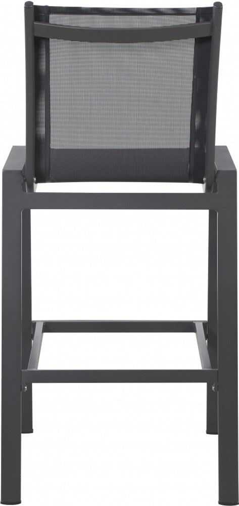 Meridian Furniture - Nizuc Black Mesh Water Resistant Fabric Outdoor Patio Aluminum Mesh Barstool (Set of 2) - 387Black-C veiw 2
