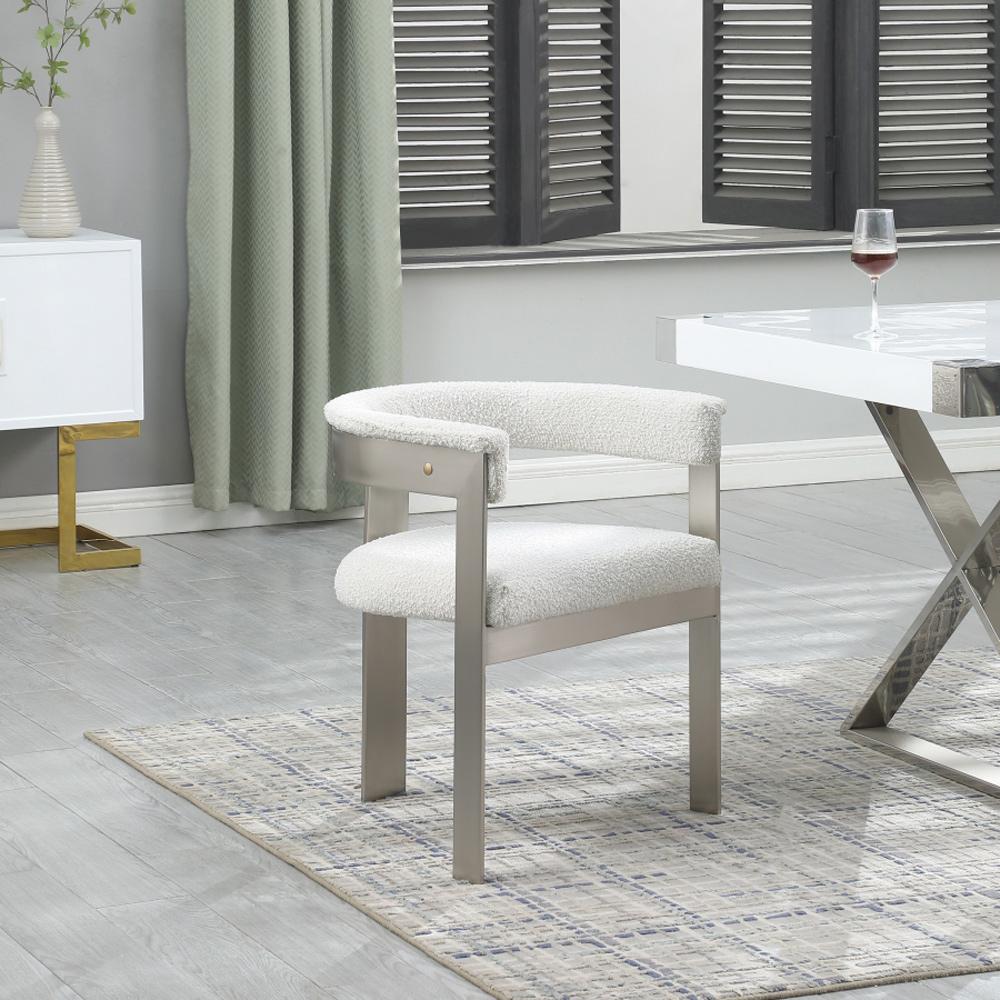 Meridian Furniture - Romeo Cream Boucle Fabric Dining Chair (Set of 2) - 727Cream-C veiw 8