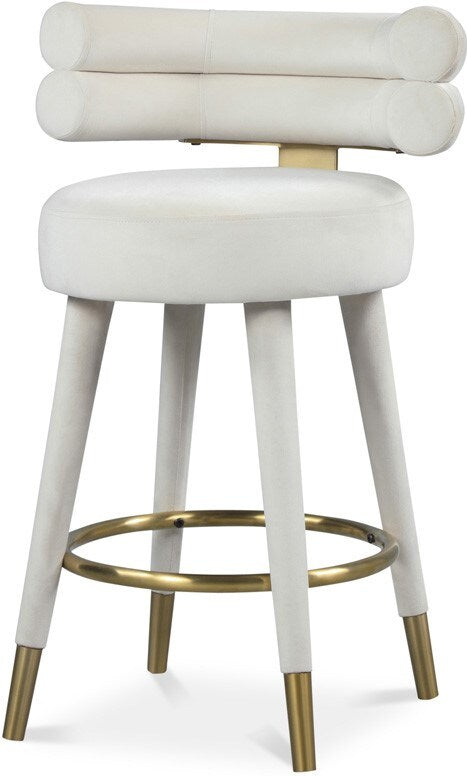 Meridian Furniture - Fitzroy Cream Velvet Counter Stool (Set of 2) - 798Cream-C veiw 1