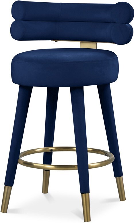 Meridian Furniture - Fitzroy Navy Velvet Counter Stool (Set of 2) - 798Navy-C veiw 1