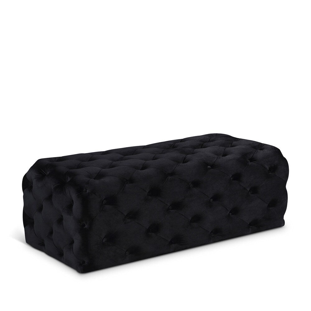 Meridian Furniture - Casey Black Velvet Ottoman/Bench - 121Black veiw 1