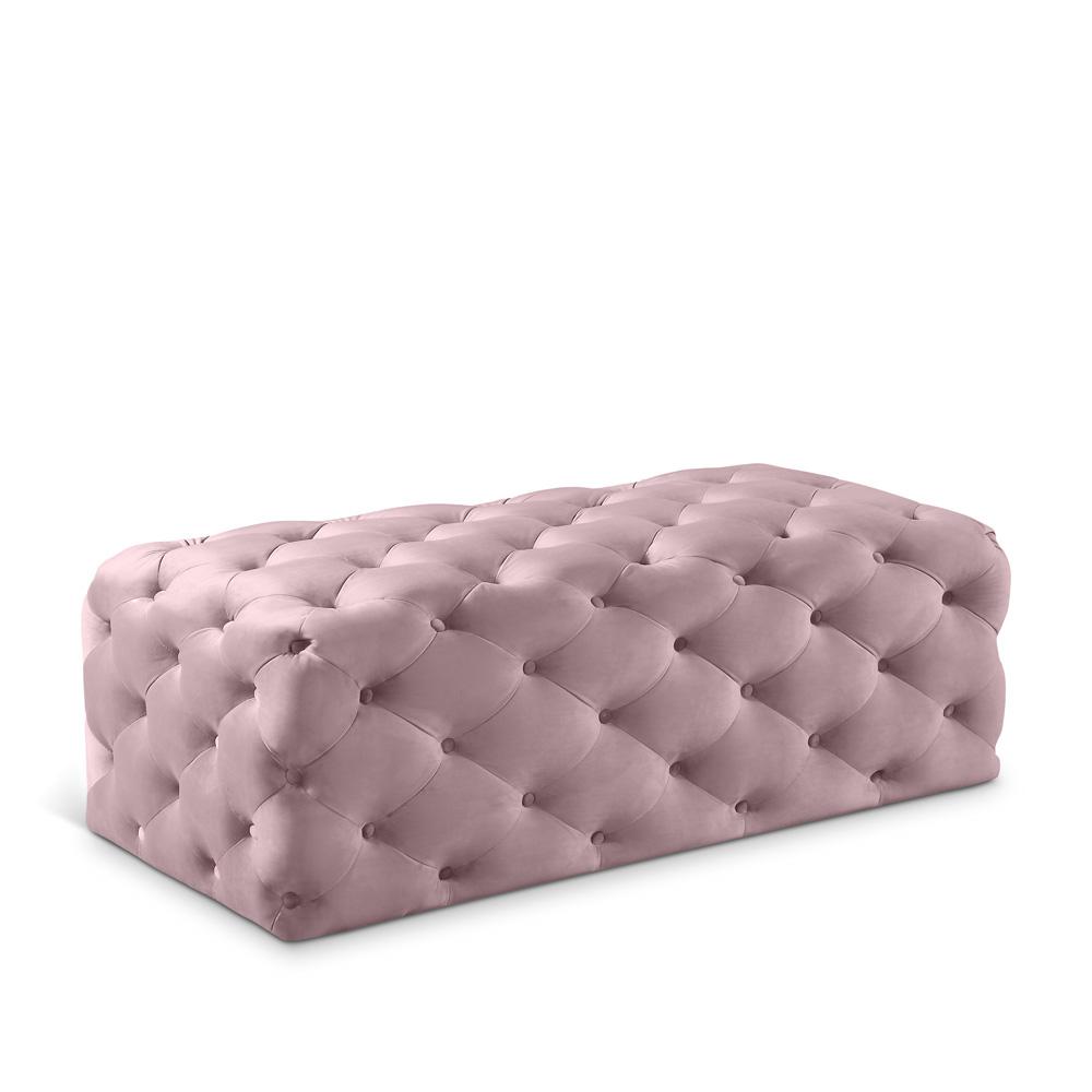 Meridian Furniture - Casey Pink Velvet Ottoman/Bench - 121Pink veiw 1
