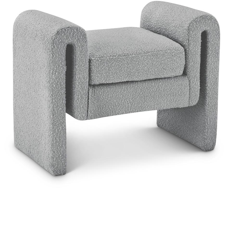 Meridian Furniture - Stylus Grey Boucle Fabric Bench - 148Grey veiw 1