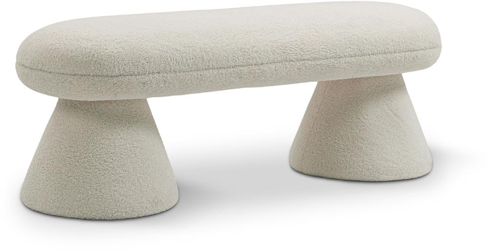 Meridian Furniture - Drum Beige Faux Shearling Teddy Fabric Bench - 196Beige veiw 1