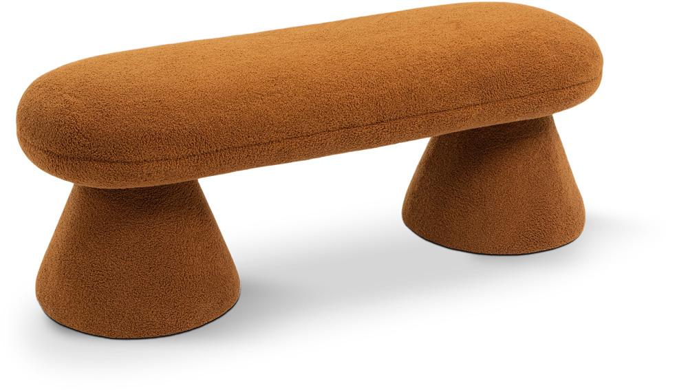 Meridian Furniture - Drum Saddle Faux Shearling Teddy Fabric Bench - 196Saddle veiw 1