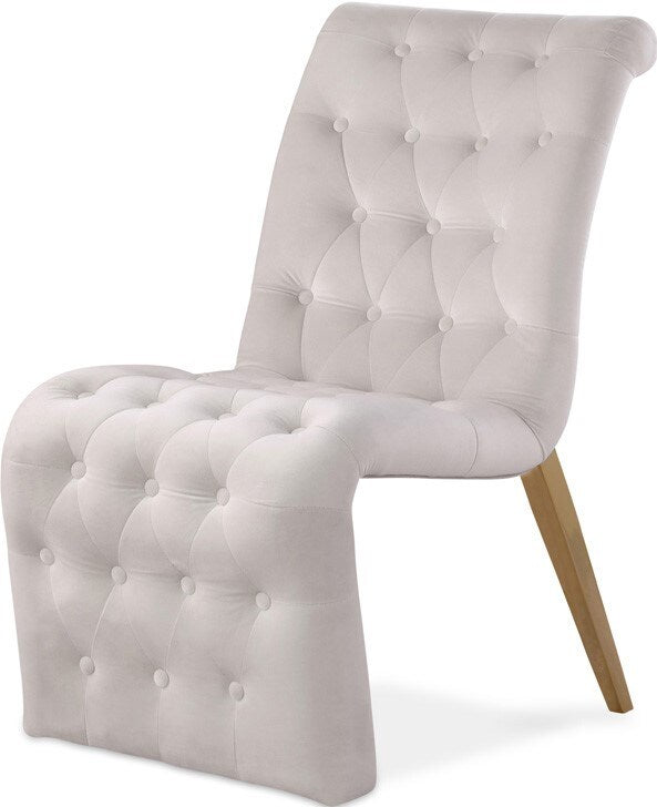 Meridian Furniture - Curve Cream Velvet Dining Chair (Set of 2) - 920Cream-C veiw 1