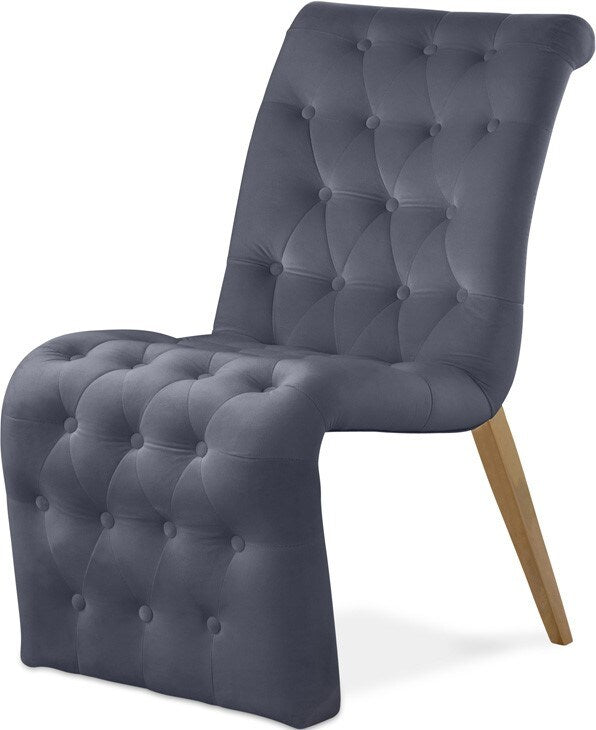 Meridian Furniture - Curve Grey Velvet Dining Chair (Set of 2) - 920Grey-C veiw 1