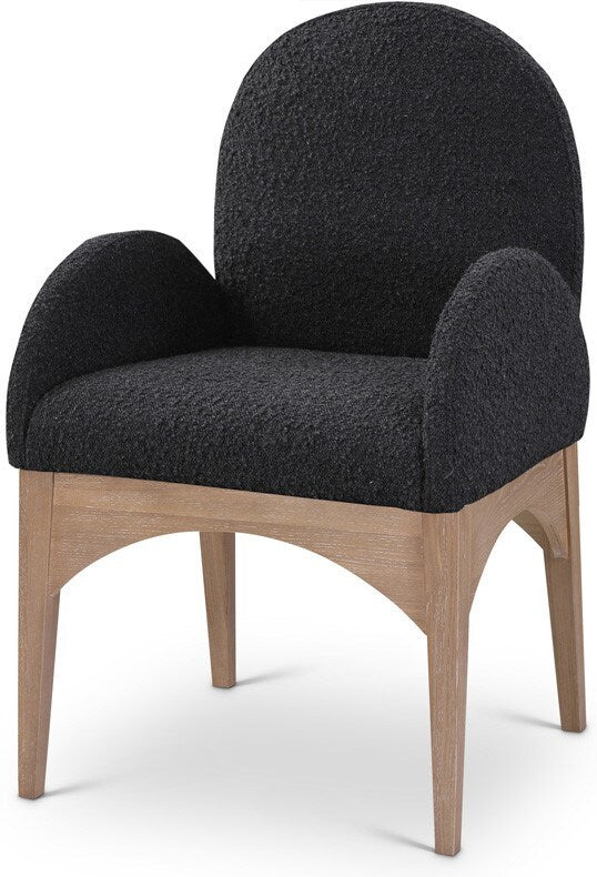 Meridian Furniture - Waldorf Black Boucle Fabric Dining Chair - 380Black-AC veiw 1